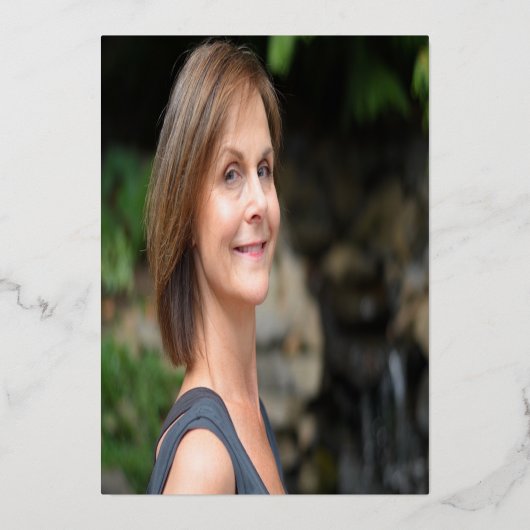 65 65th Birthday party white gold script Folie Uitnodiging (Achterkant)