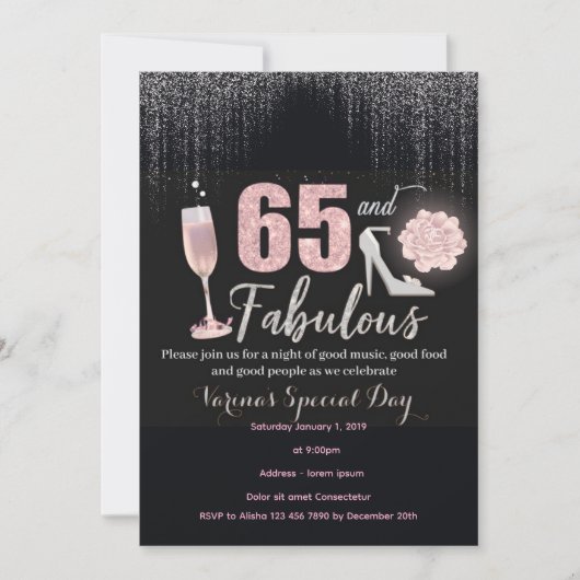 65 et fabuleuse invitation d'anniversaire pour les (Devant)