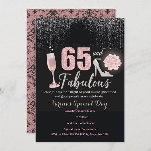 65 et fabuleuse invitation d'anniversaire pour les (Devant / Derrière)