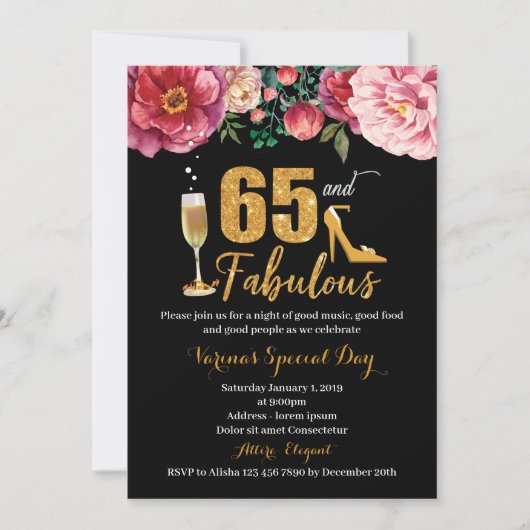 65 et fabuleuse invitation d'anniversaire pour les (Devant)