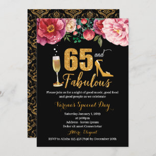 65 et fabuleuse invitation d'anniversaire pour les