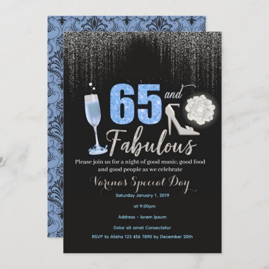 65 et fabuleuse invitation d'anniversaire pour les (Devant / Derrière)