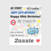 65 et fabuleux Stickers d'anniversaire multiples (Feuille)