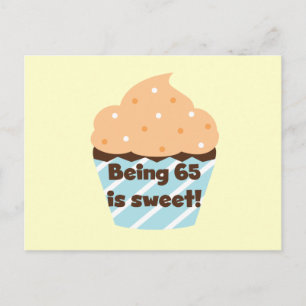 65 is Sweet Birthday T-shirts en cadeautjes Briefkaart