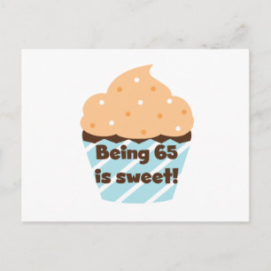 65 is Sweet Birthday T-shirts en cadeautjes Briefkaart