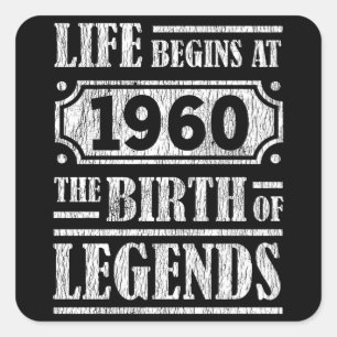 65 jaar oud 1960 Geboorte van de legende 65e verja Vierkante Sticker