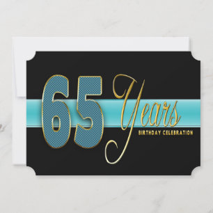65 JAAR TWEEDE PARTIJENINVITATIE AQUA/ZWARTE ACK KAART