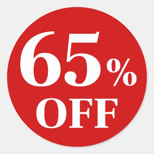 65% KORTING Rode Achtergrond Klassieke Ronde Stick Sticker (Voorkant)