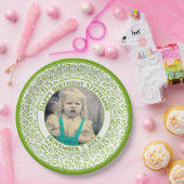 65 Your Photo Random Number Pattern Green/White Papieren Bordje (Feest)