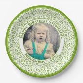 65 Your Photo Random Number Pattern Green/White Papieren Bordje (Voorkant)