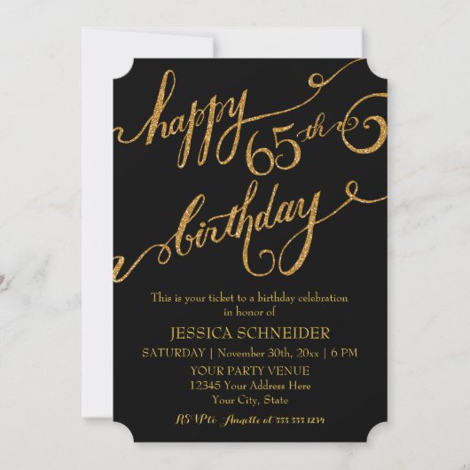 65e, 65e verjaardag Ticket Celebration Kaart (Voorkant)