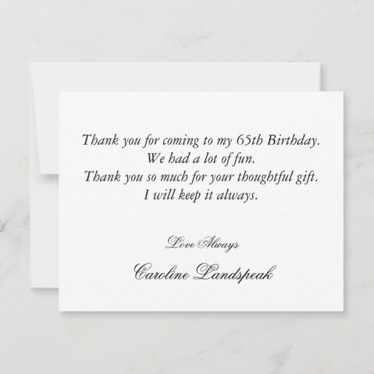 65e Anniversaire Bleu Coeurs Gem, Merci (Dos)