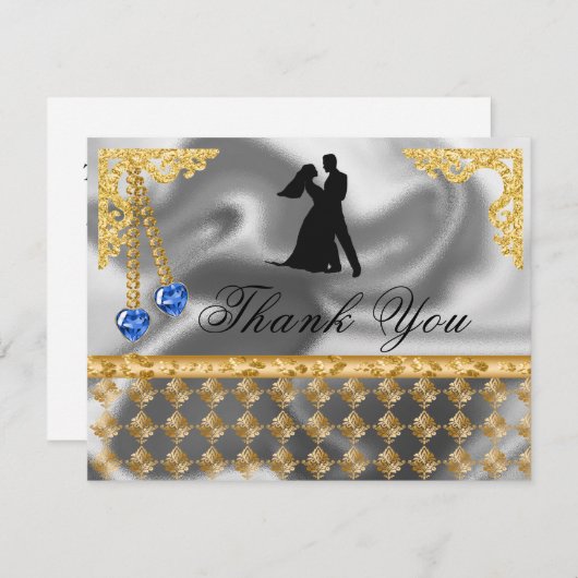 65e Anniversaire Bleu Coeurs Gem, Merci (Devant / Derrière)