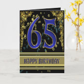 65e anniversaire carte avec or et bulles (Fleur jaune)