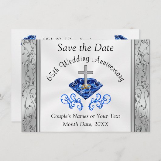 65e anniversaire du Mariage Enregistrer les cartes (Devant / Derrière)