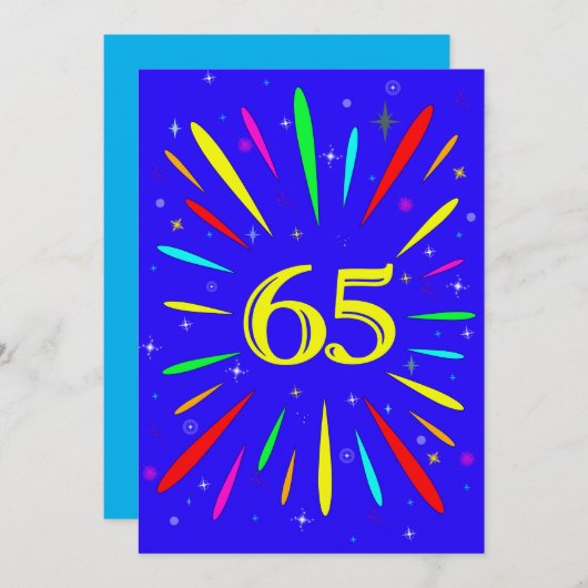 65e anniversaire Fête Invitation Explosion (Devant / Derrière)