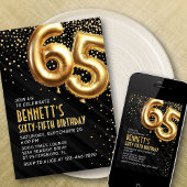 65e anniversaire Gold Black Invitation
