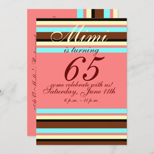 65e anniversaire Invitation (Devant / Derrière)
