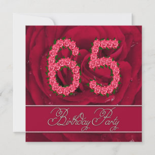 65e anniversaire invitation à la fête avec des ros