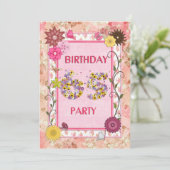 65e anniversaire invitation fête avec cadre fleuri (Debout devant)