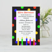 65e anniversaire Invitation fête bougies et points (Debout devant)