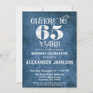 65e anniversaire Invitation Linen Bleu Bravo rusti
