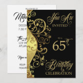 65e anniversaire Invitation personnalisée (Devant / Derrière)