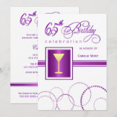 65e anniversaire Invitations à la fête - avec Mono (Devant / Derrière)