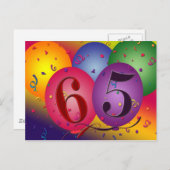 65e anniversaire invitations de carte postale - Cu (Devant / Derrière)