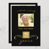 65e anniversaire Invitations de fête - Monogramme (Devant / Derrière)