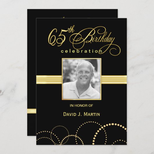 65e anniversaire Invitations - Photo facultative (Devant / Derrière)