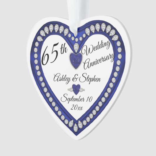 65e anniversaire Mariage Sapphire Diamond Keepsaké (devant)