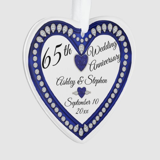 65e anniversaire Mariage Sapphire Diamond Keepsaké (devant)