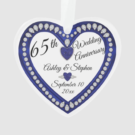 65e anniversaire Mariage Sapphire Diamond Keepsaké (dos)