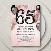 65e anniversaire Rose Gold Ballons Invitation