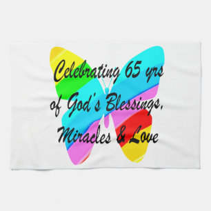 65E BIRTHDAY-RAINBUTTERFLY ONTWERP THEEDOEK