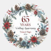 65e Blauw Sapphire Huwelijksjubileum Winter Ronde Sticker (Voorkant)