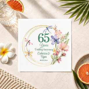 65e Blauwe Saffier Huwelijksjubileum Gouden Lijst Servet