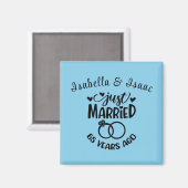 65e bruiloft Jubileum Custom Names Sky Blue Magneet (Voorkant / Achterkant)
