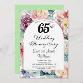 65e bruiloft Jubileum Elegant Script Floral Kaart (Voorkant / Achterkant)