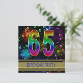 65e fête d'anniversaire Invitation avec bulles (Debout devant)