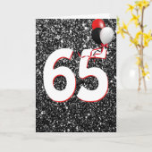 65e geboortedag ballonnen op zwarte glitter kaart (Gele Bloem)