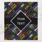 65e gepersonaliseerd monogram van de Fun-partij op Wijn Etiket (Enkel label)