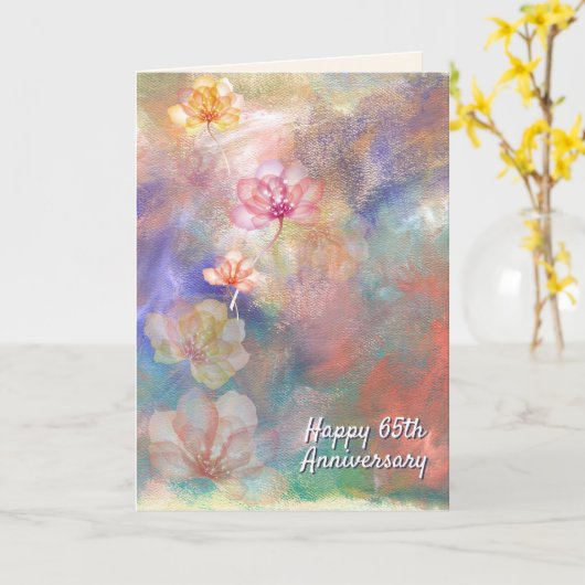 65e Jubileum Abstracte verf en bloemen Kaart (Gele Bloem)