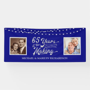 65e Jubileum Foto's & nu   Blauw en zilver Spandoek