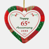 65e Jubileum Kerstquilt Hartgeschenk Keramisch Ornament (Achterkant)