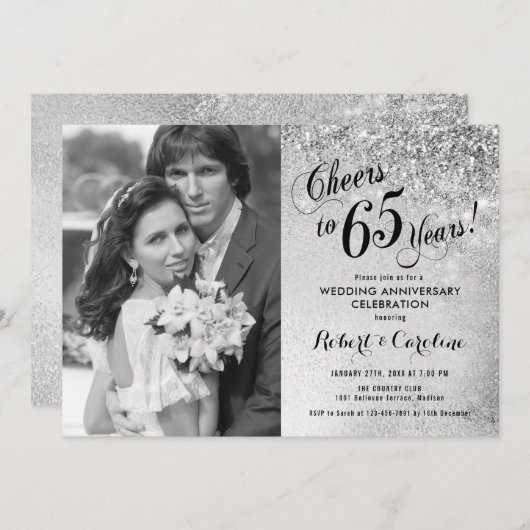 65e Jubileum met foto - Zilver Kaart (Voorkant / Achterkant)