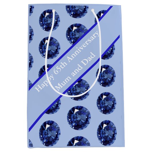 65e Jubileum Saffier bewerkbaar Medium Cadeauzakje (Voorkant)