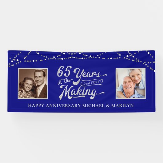 65e Jubileum Sapphire Blue String Lights Foto Spandoek (Horizontaal)