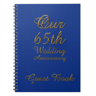 65e Jubileum voor bruiloft Guest Book Blue Sapphir Notitieboek